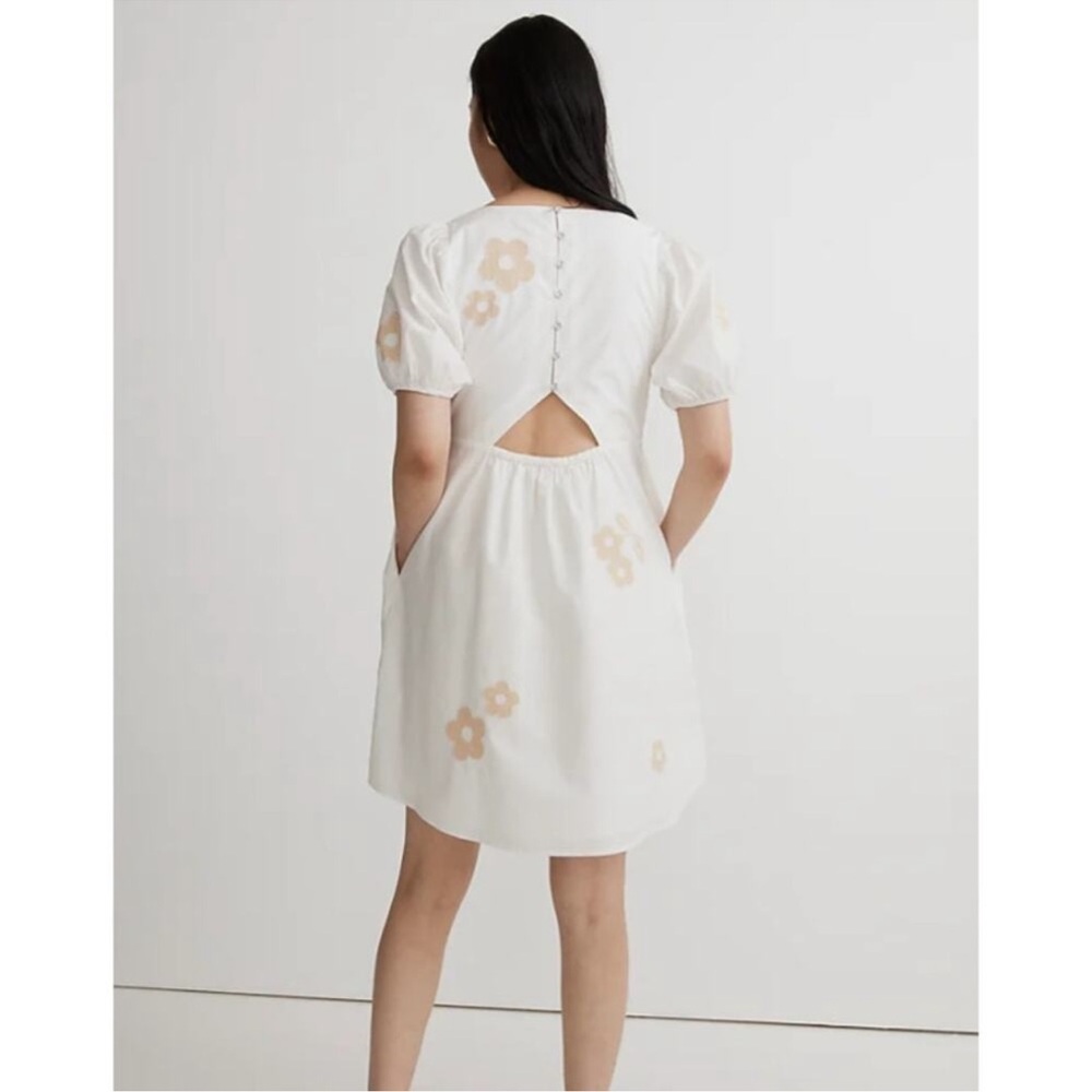 Madewell White and Tan Floral Mini Dress 0 NWT - Picture 3 of 8